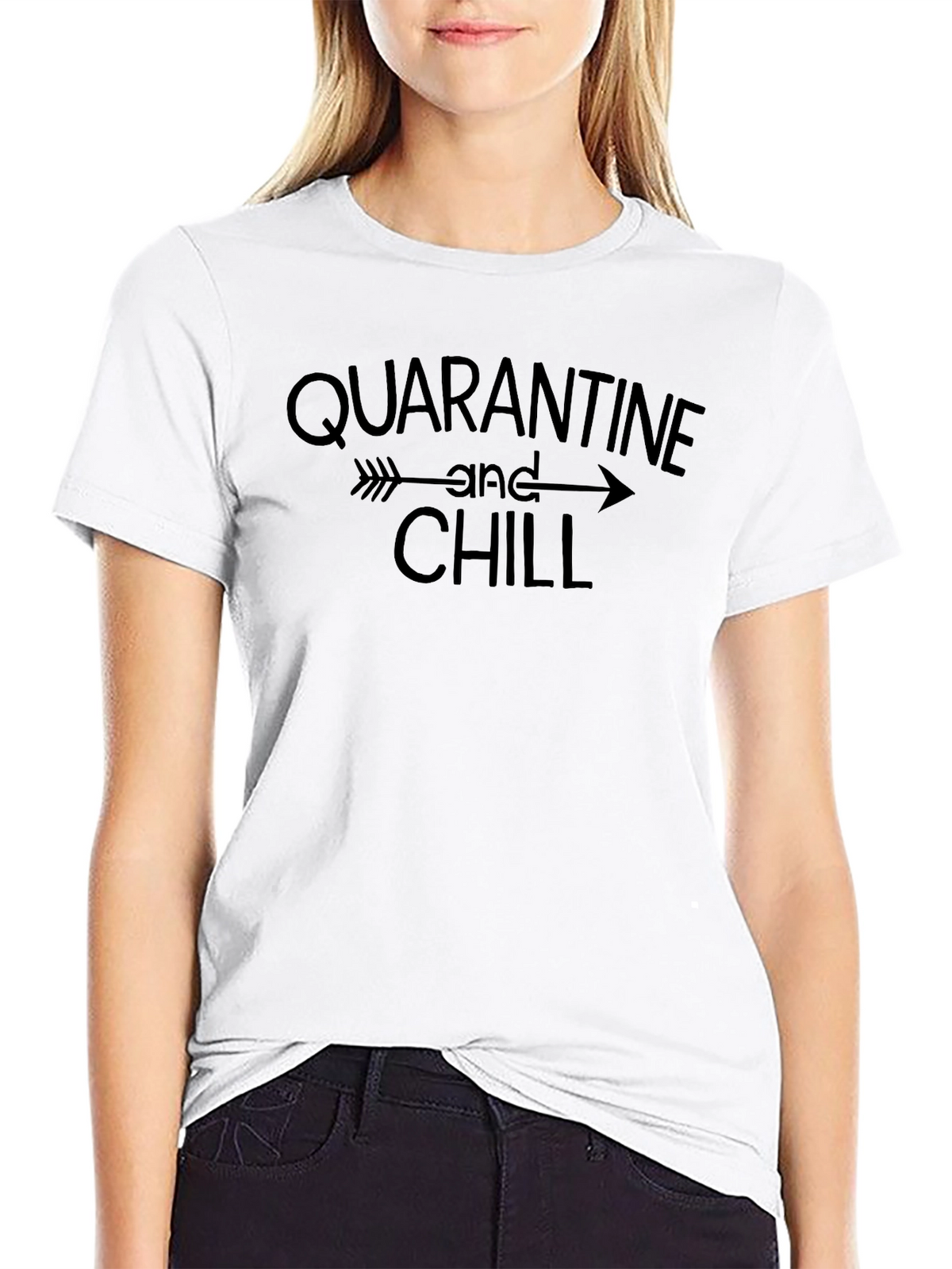 Quarantine and Chill Graphic Tee - Trendy Black T-Shirt