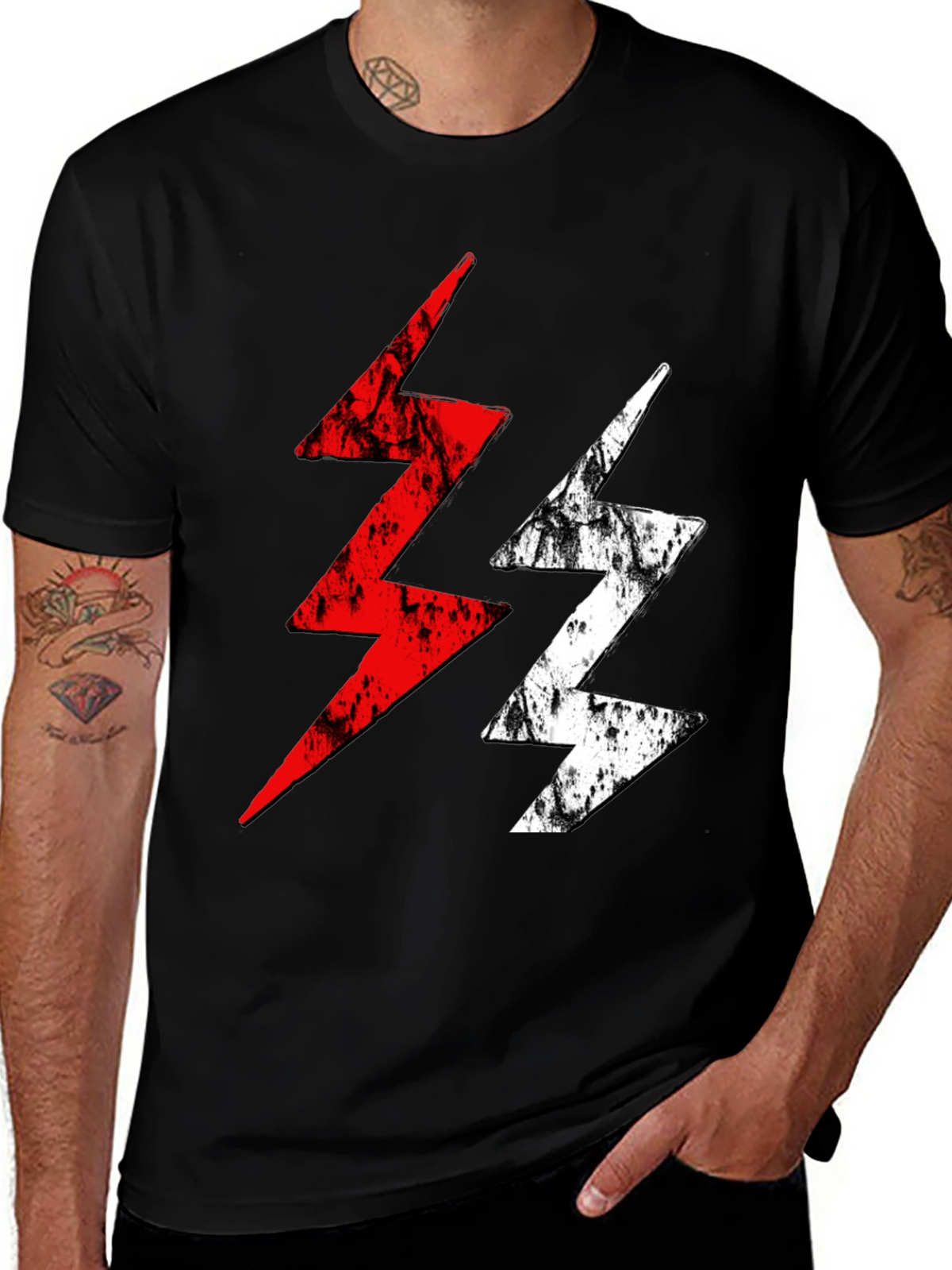 Lightning Bolt Graphic Tee - Red and White
