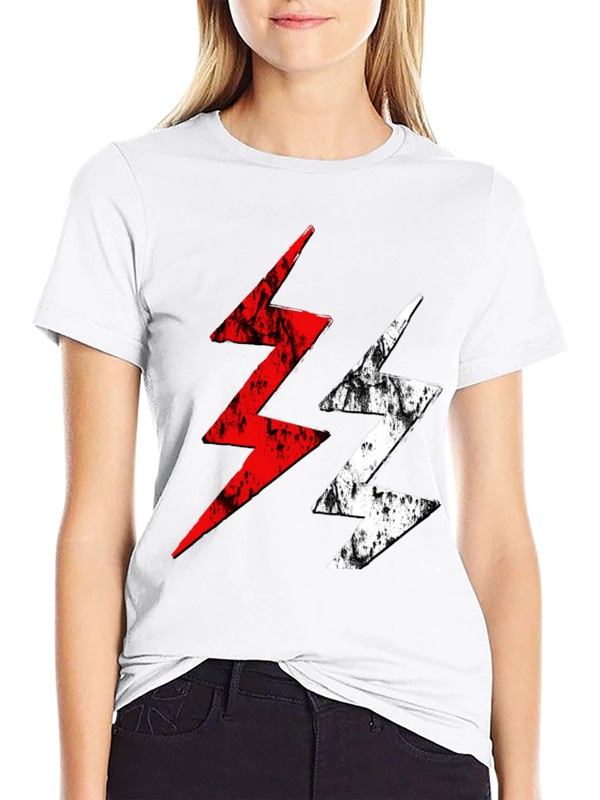 Lightning Bolt Graphic Tee - Red and White