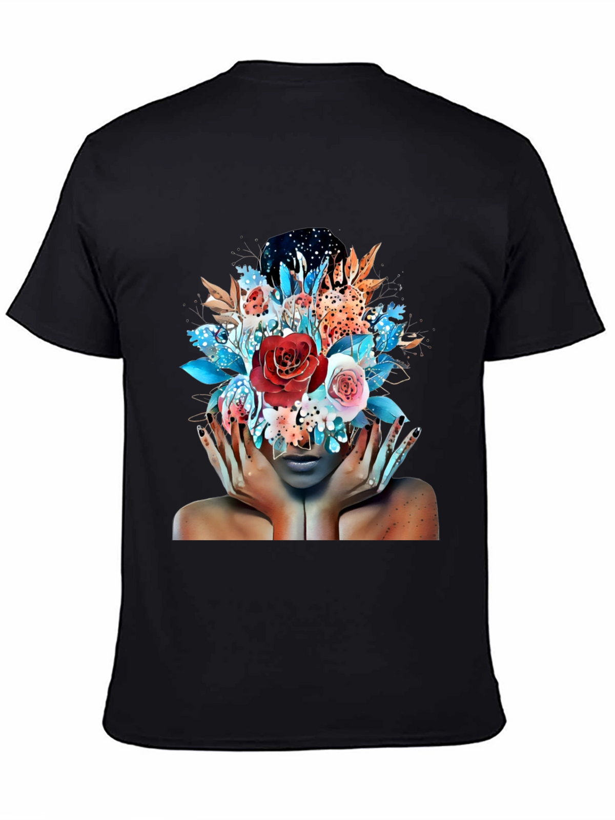 Floral Fantasy Graphic Tee - Artistic Woman Print