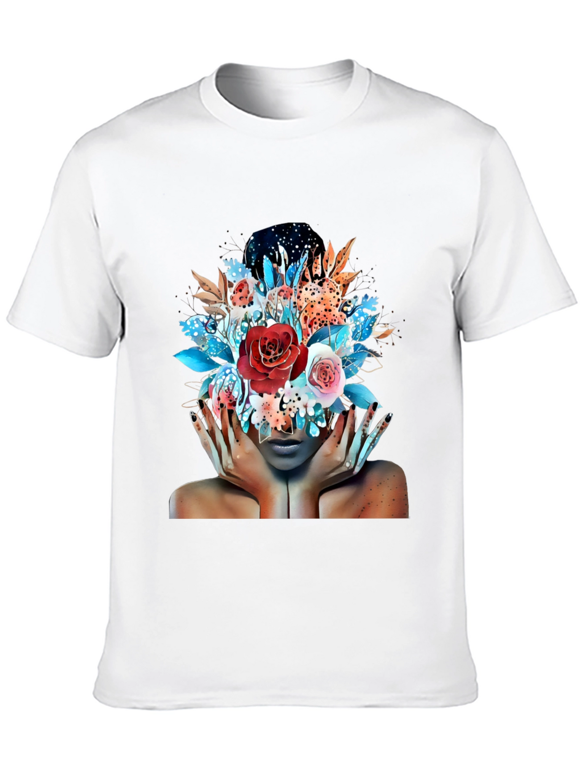 Floral Fantasy Graphic Tee - Artistic Woman Print