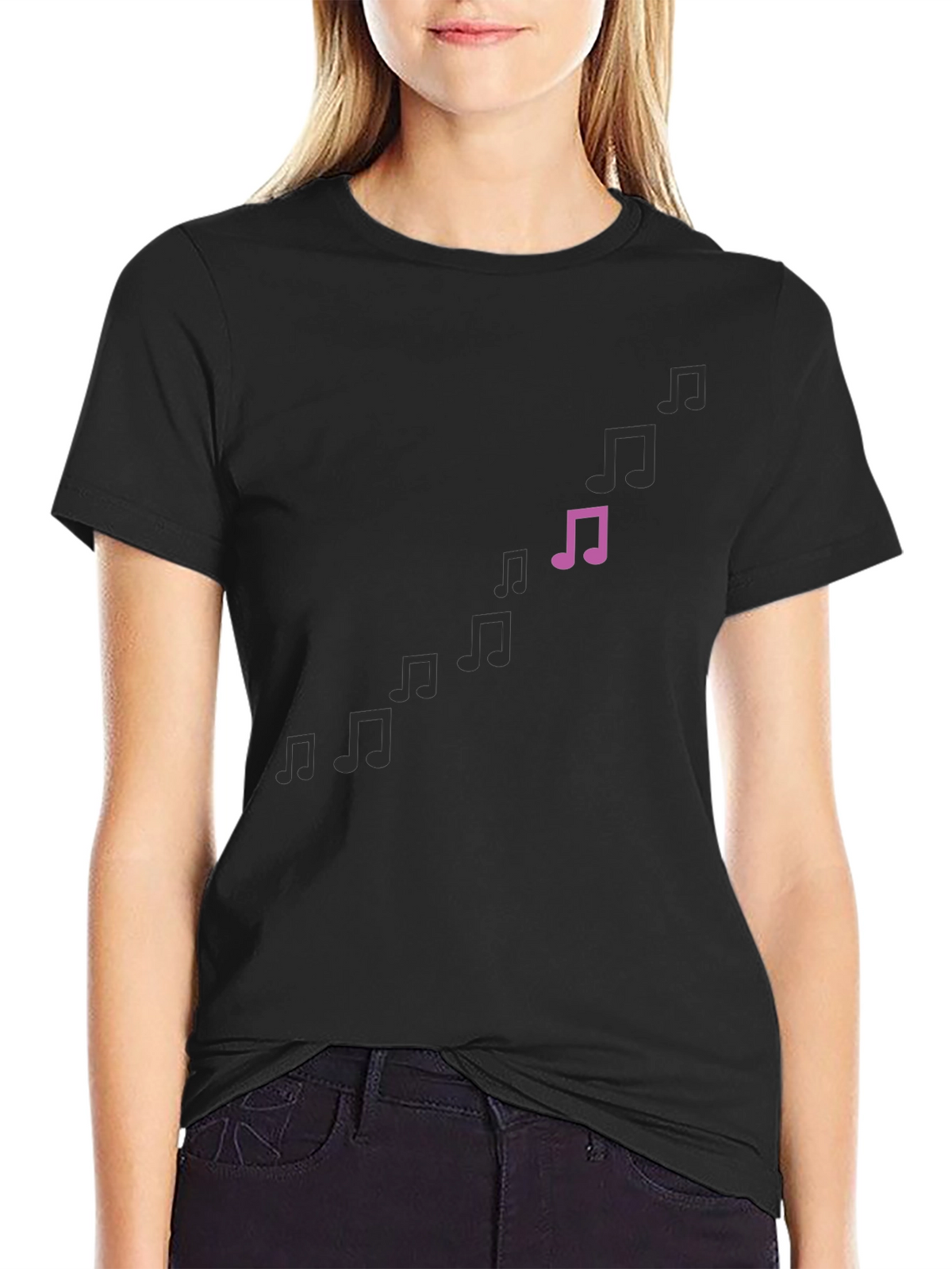 Musical Notes Black T-Shirt
