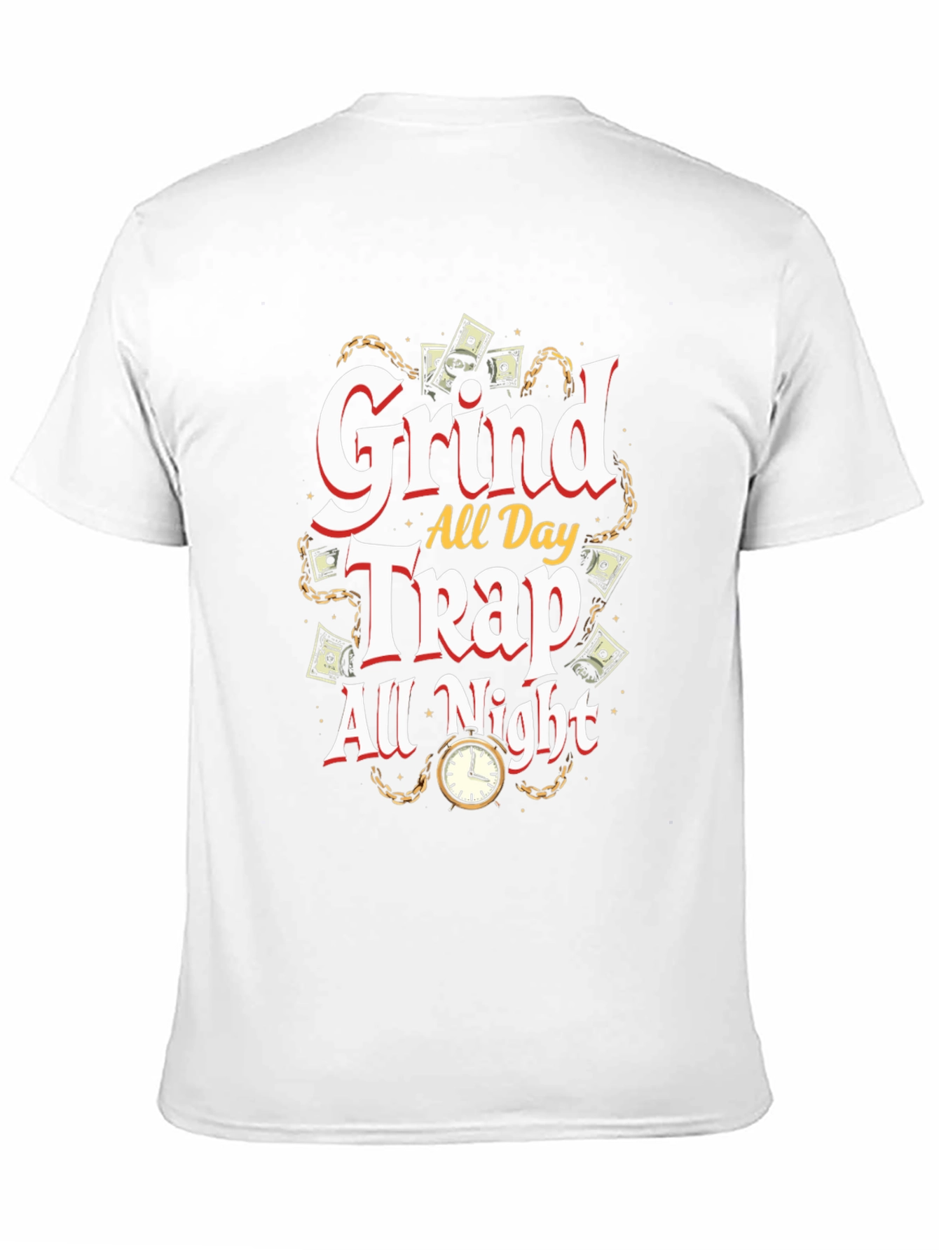 Grind All Day Trap All Night Black Graphic T-Shirt