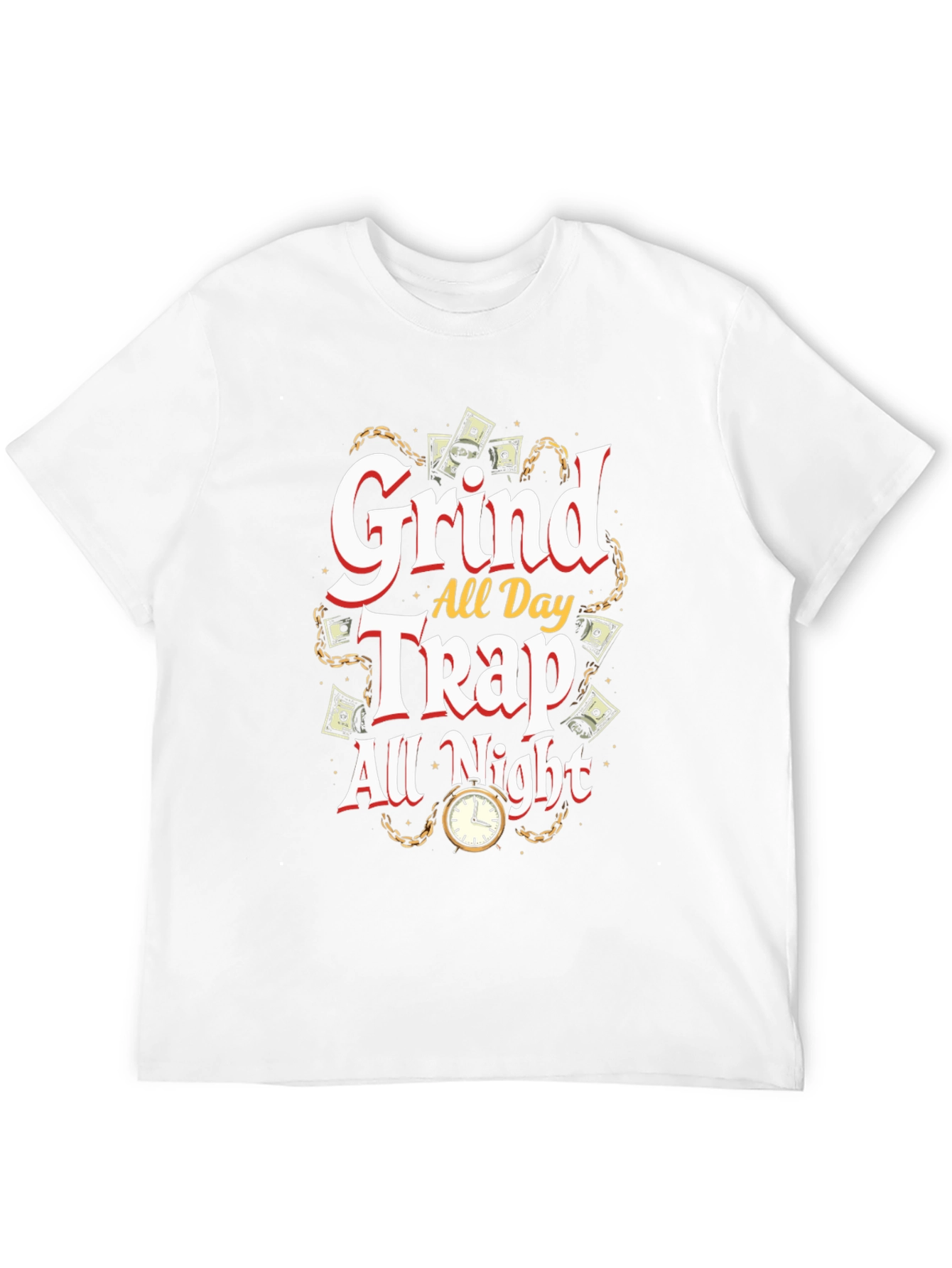 Grind All Day Trap All Night Black Graphic T-Shirt