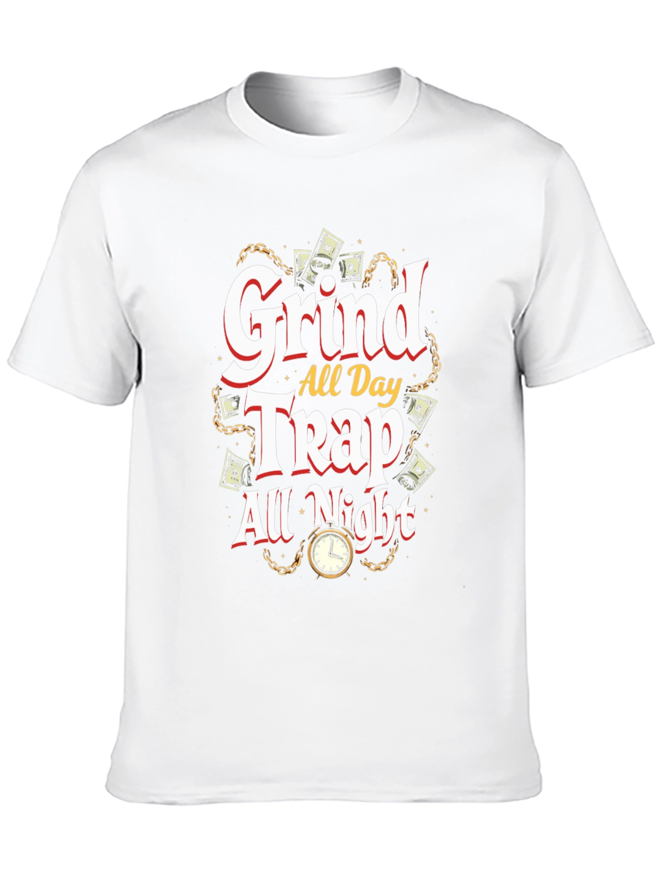 Grind All Day Trap All Night Black Graphic T-Shirt