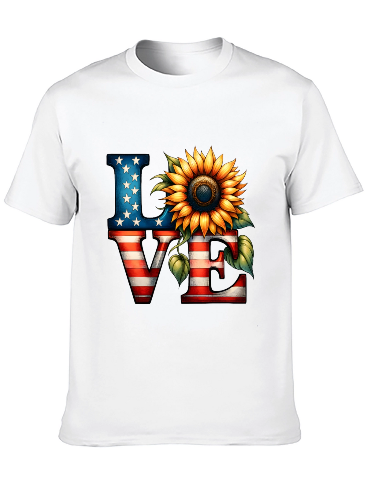 Patriotic Love Sunflower Graphic Tee
