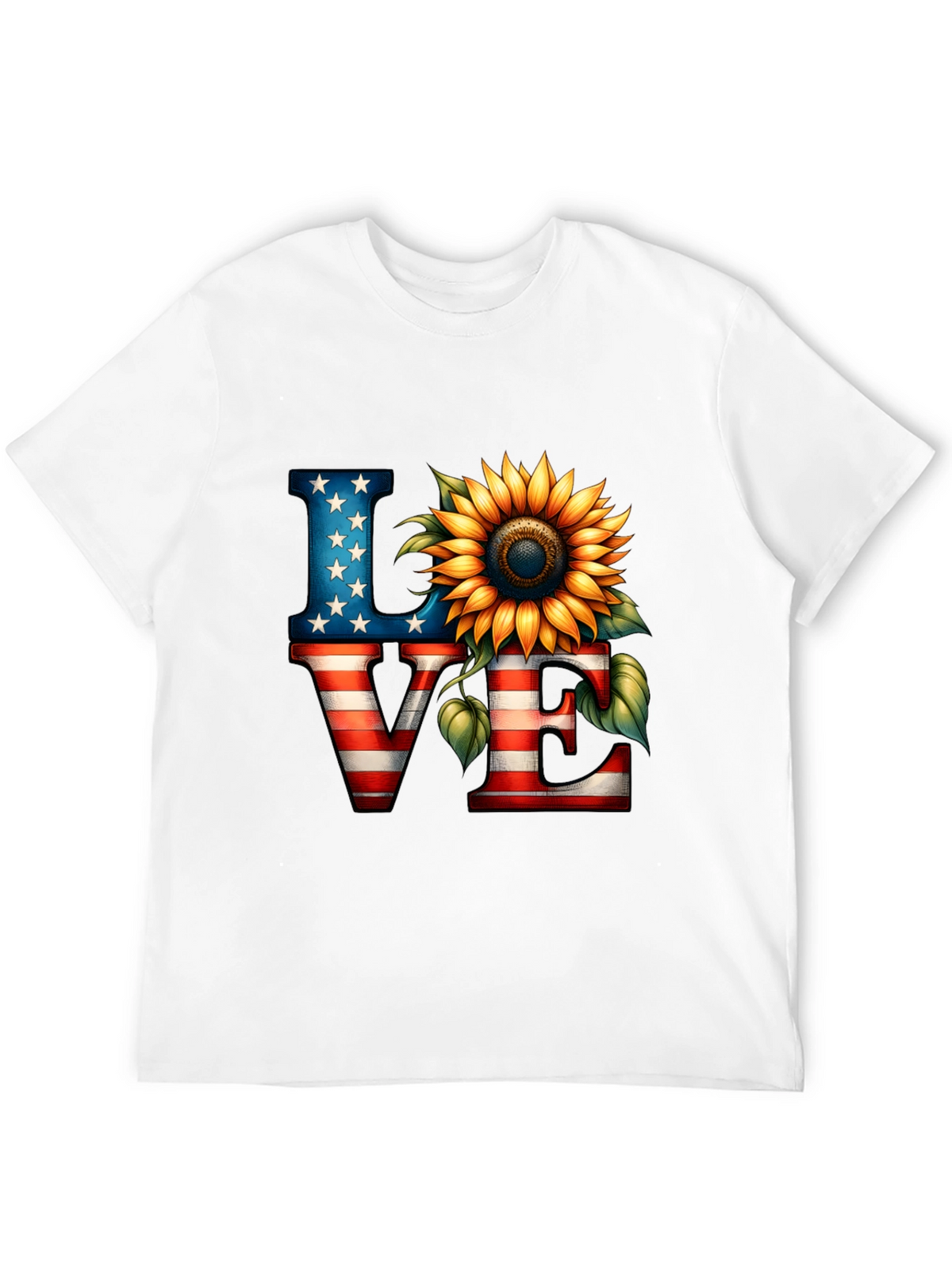 Patriotic Love Sunflower Graphic Tee
