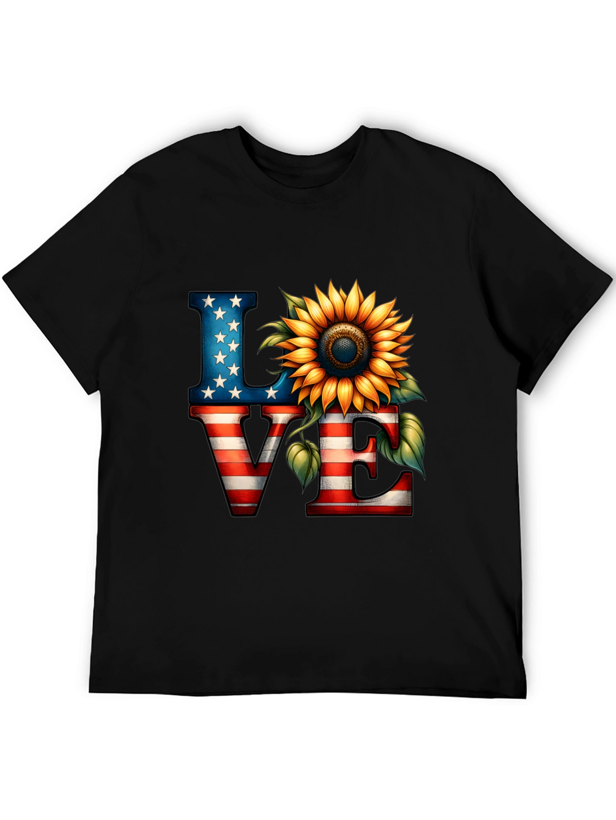 Patriotic Love Sunflower Graphic Tee