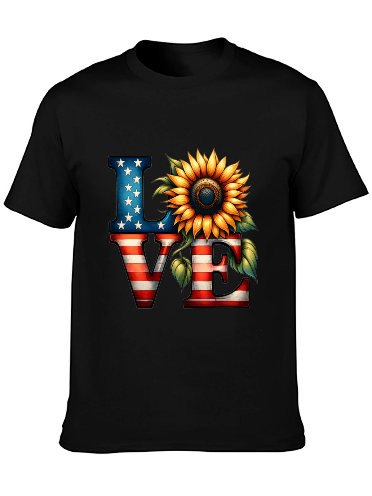 Patriotic Love Sunflower Graphic Tee