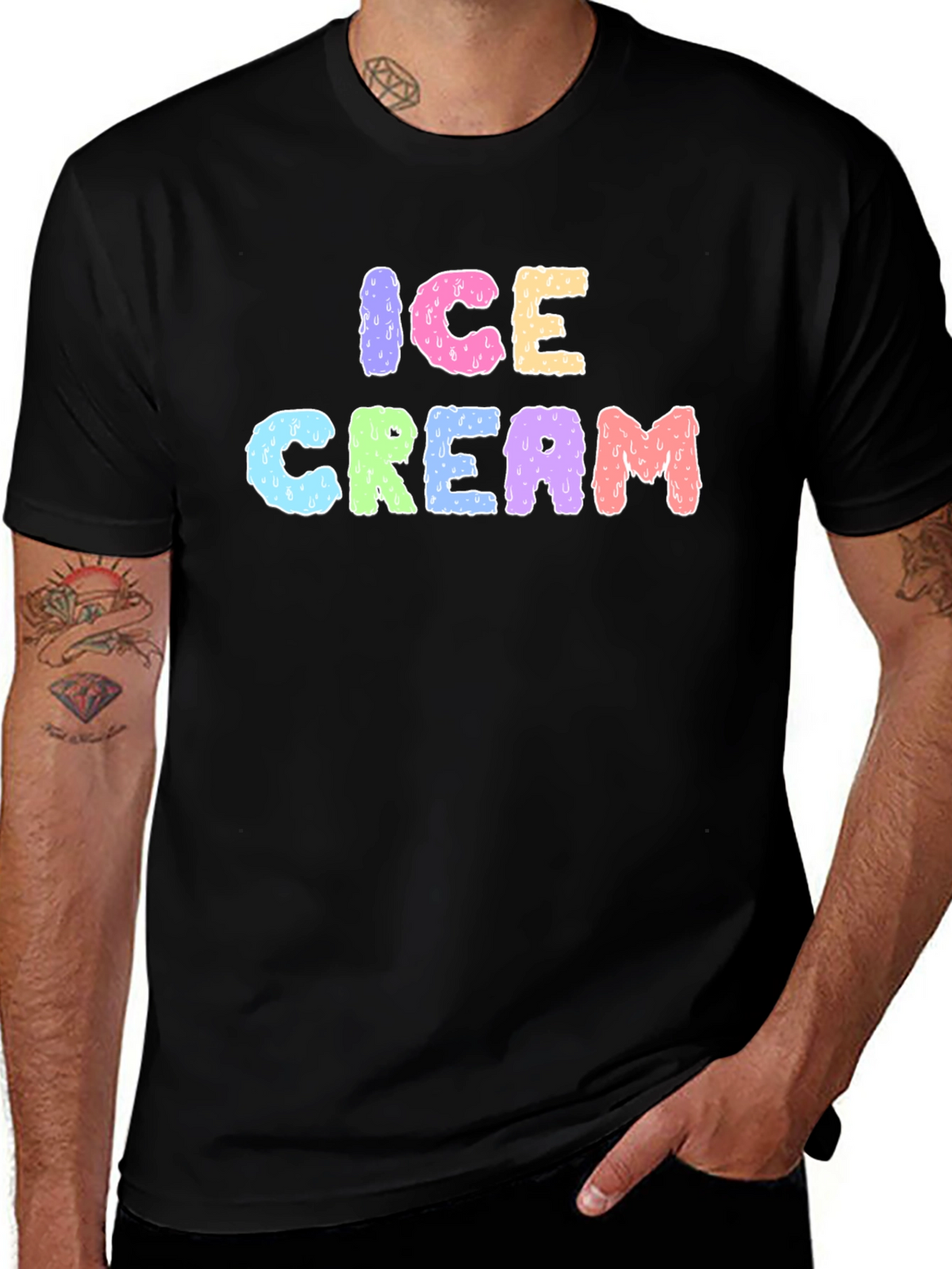 Ice Cream Graphic Black T-Shirt