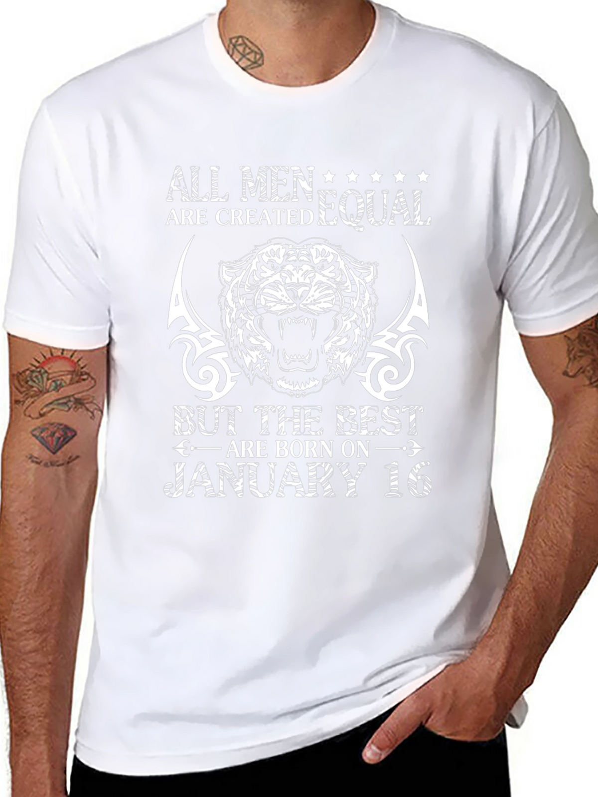 January 16th Birthday Tiger Graphic T-Shirt