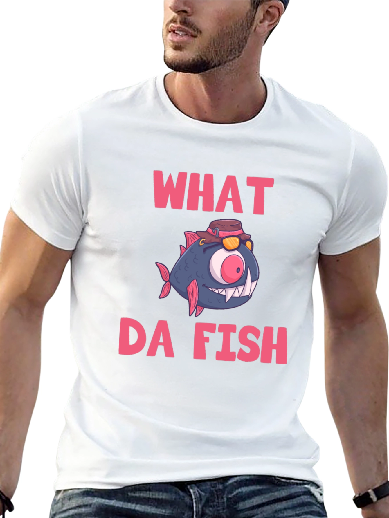 What Da Fish T-Shirt - Funny Cartoon Graphic Tee