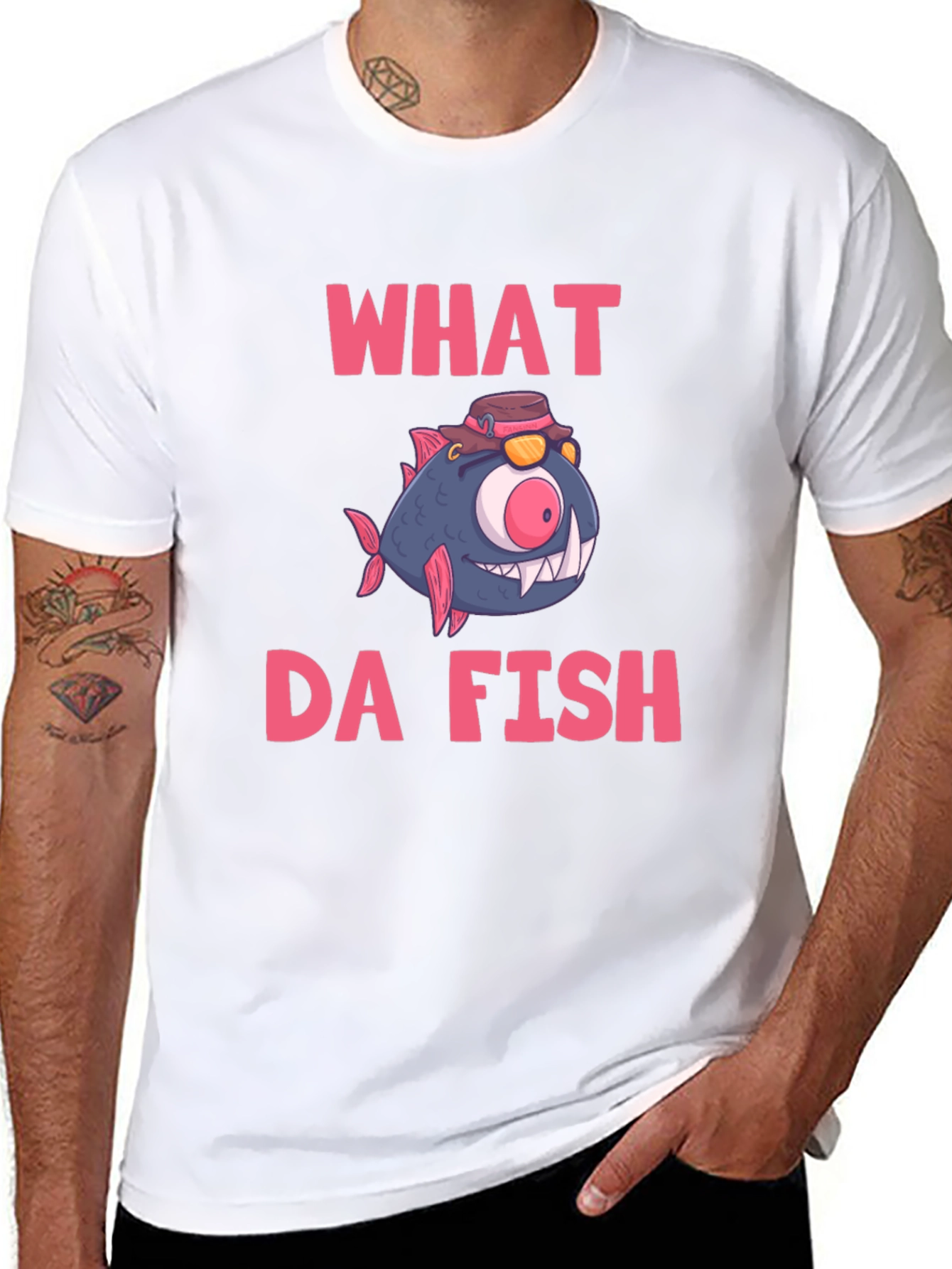 What Da Fish T-Shirt - Funny Cartoon Graphic Tee