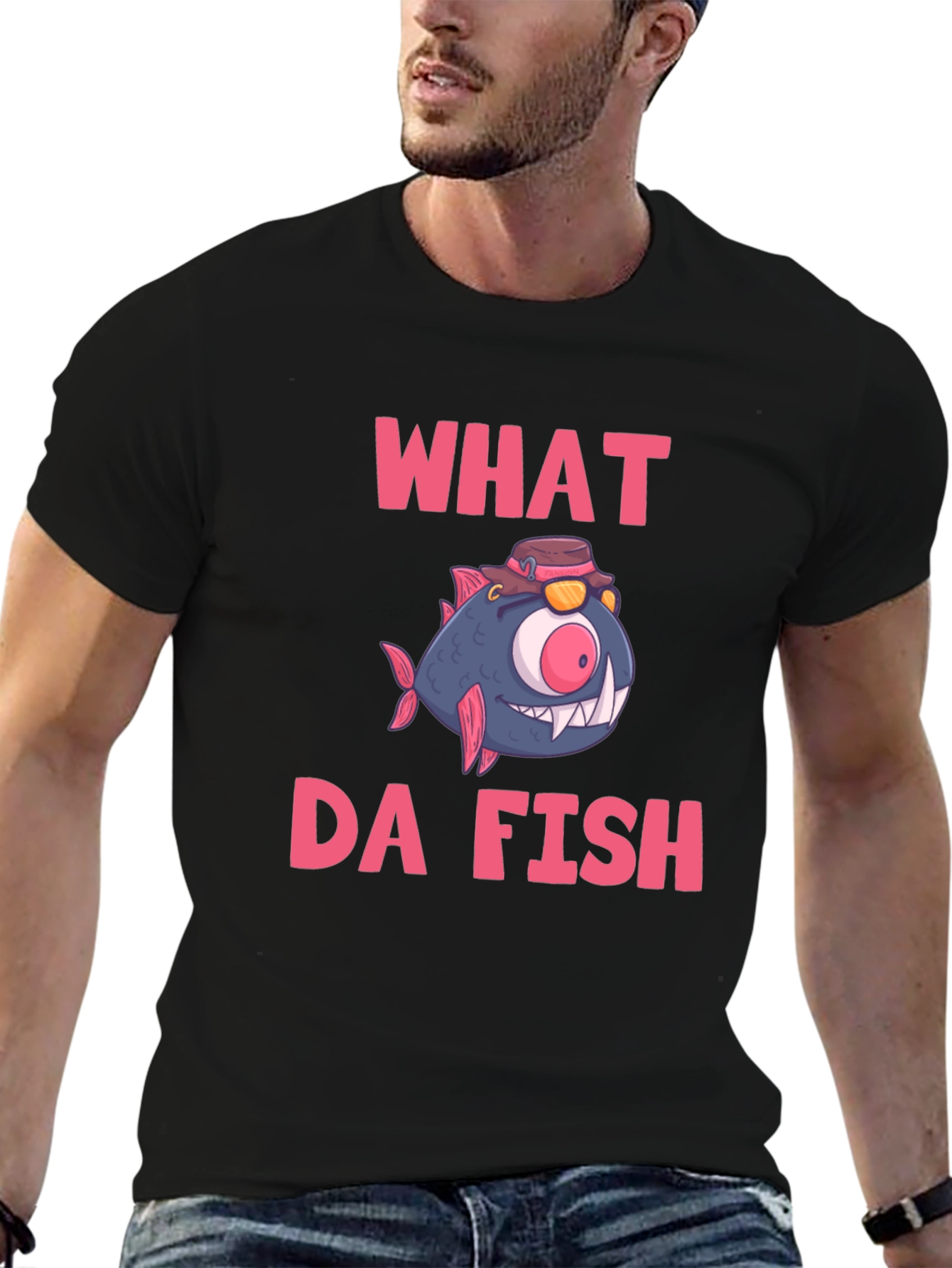 What Da Fish T-Shirt - Funny Cartoon Graphic Tee