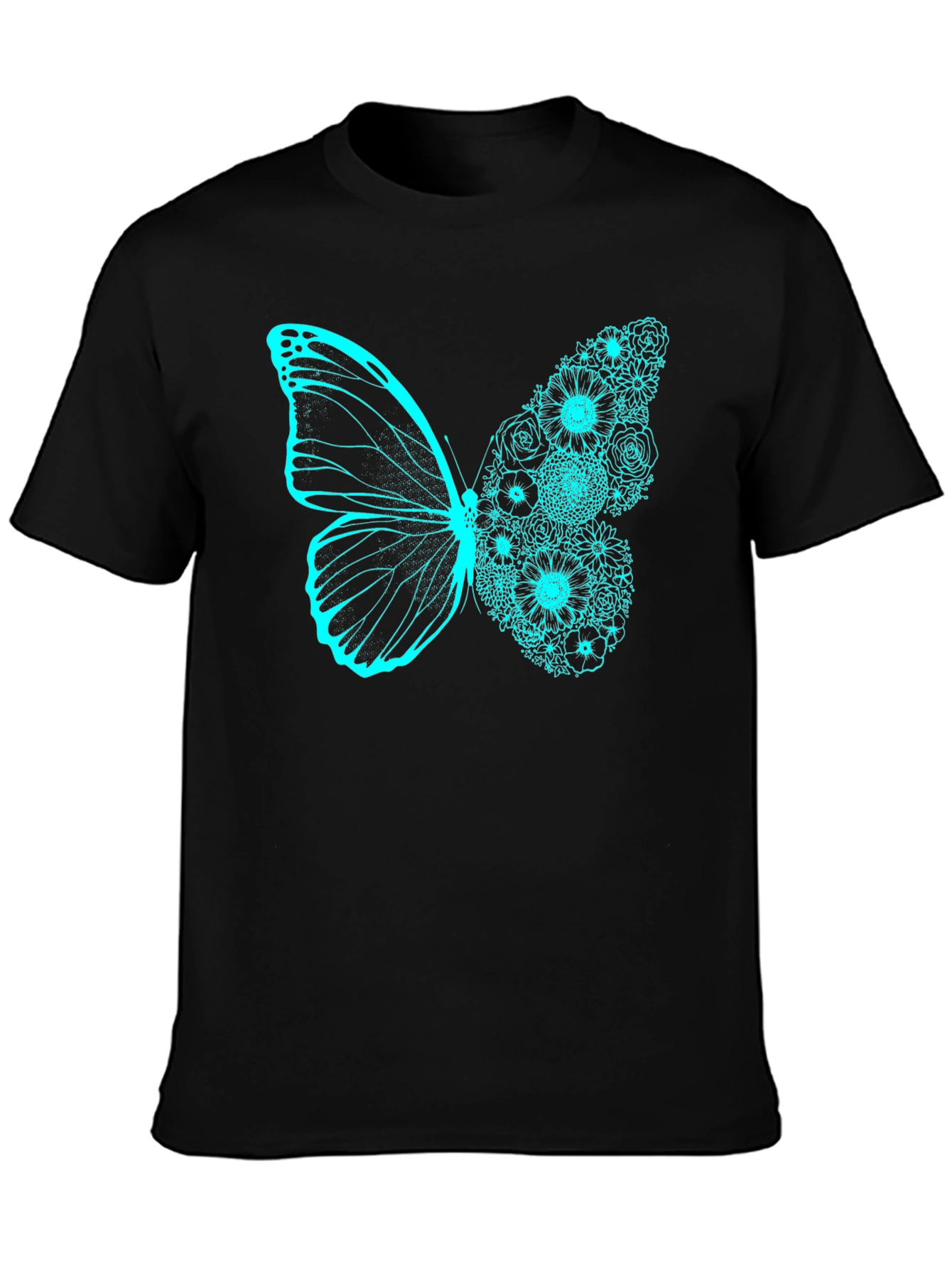 Floral Butterfly Graphic Tee - Black