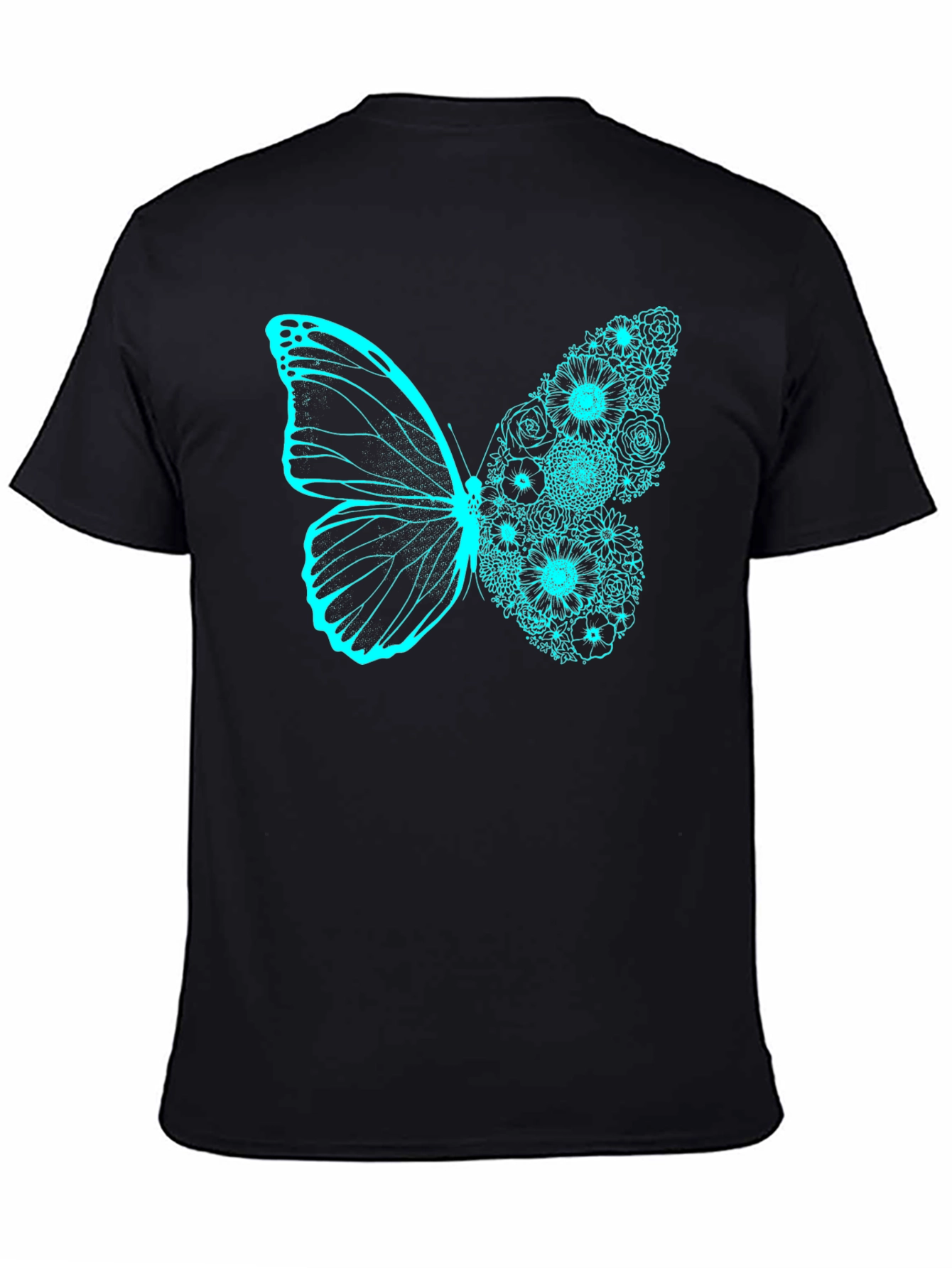Floral Butterfly Graphic Tee - Black