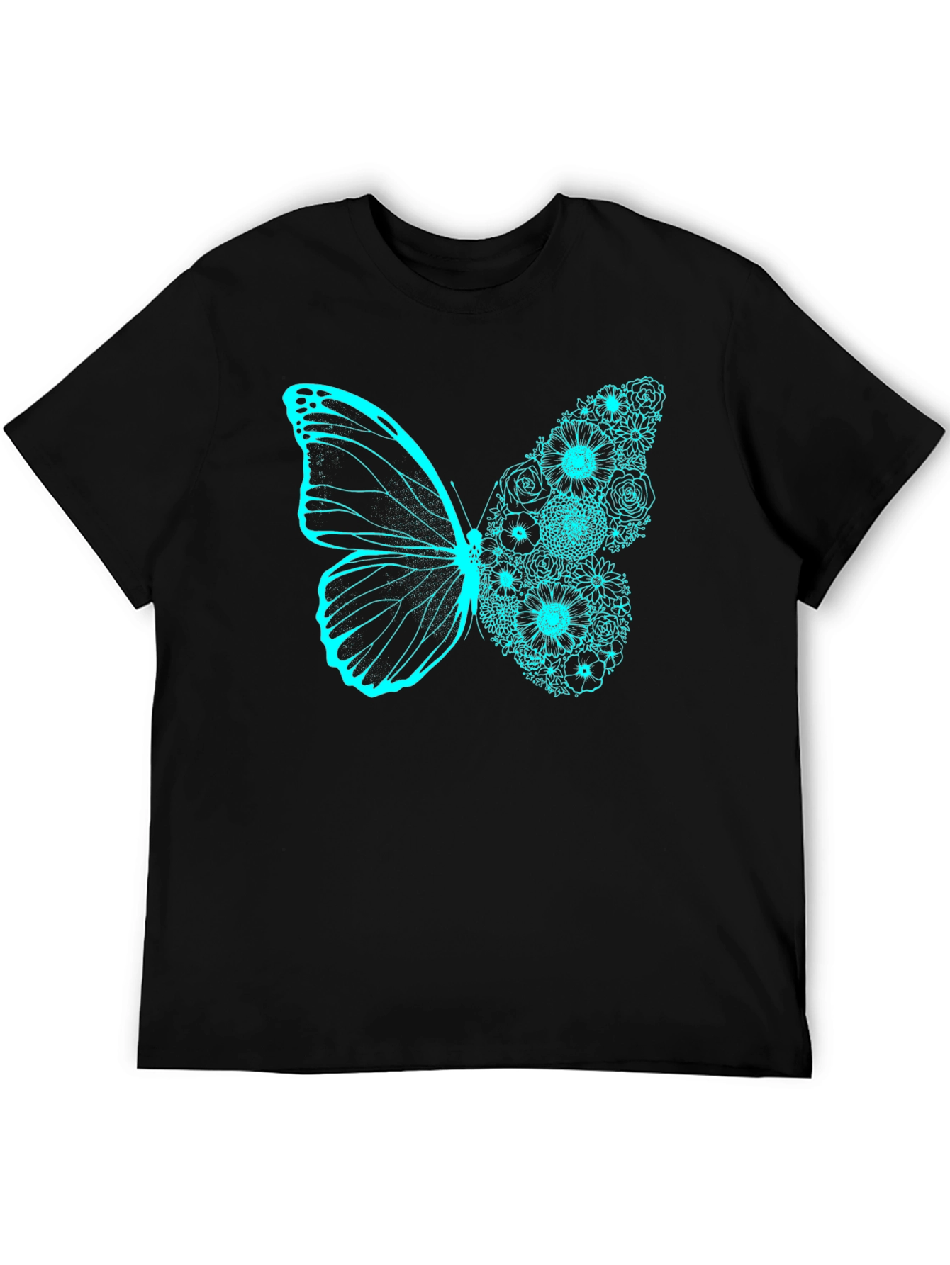 Floral Butterfly Graphic Tee - Black
