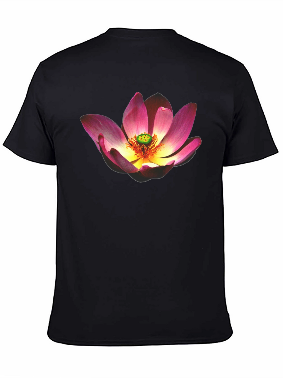 Lotus Flower Graphic Black T-Shirt