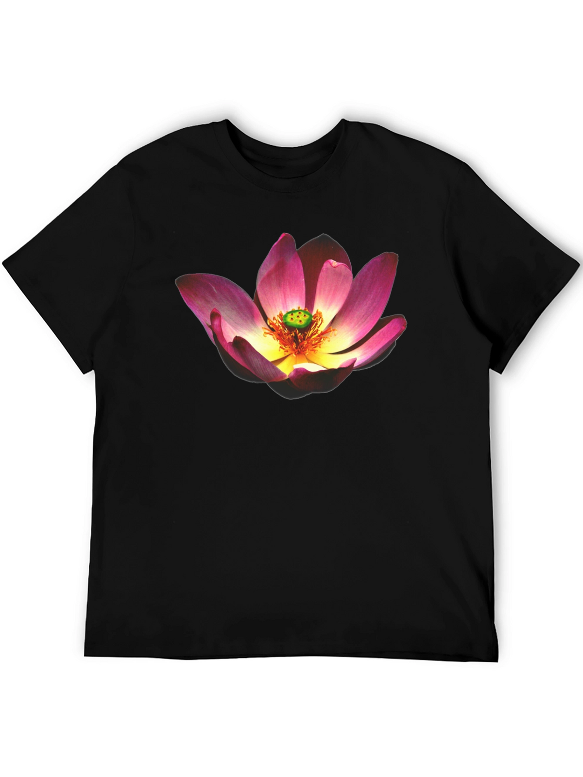 Lotus Flower Graphic Black T-Shirt