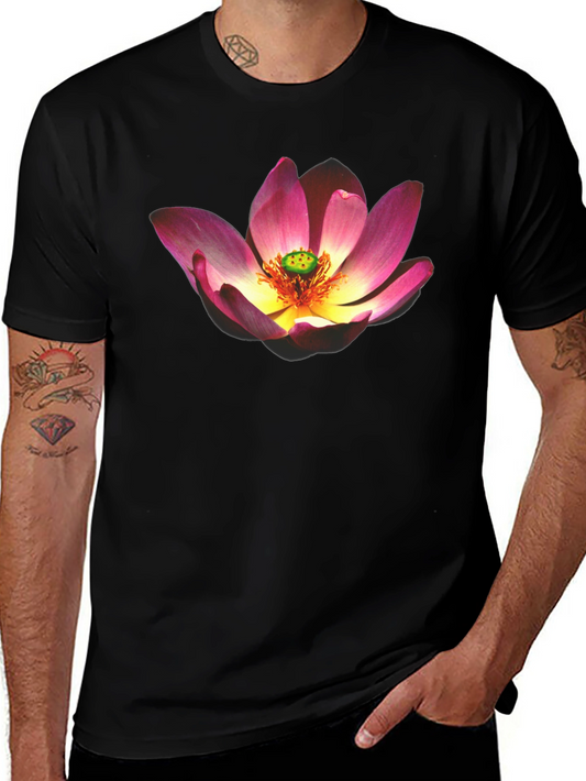 Lotus Flower Graphic Black T-Shirt