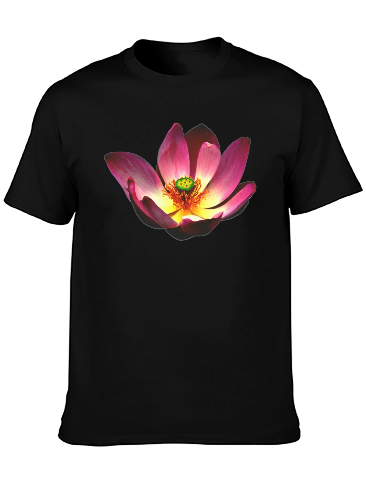 Lotus Flower Graphic Black T-Shirt