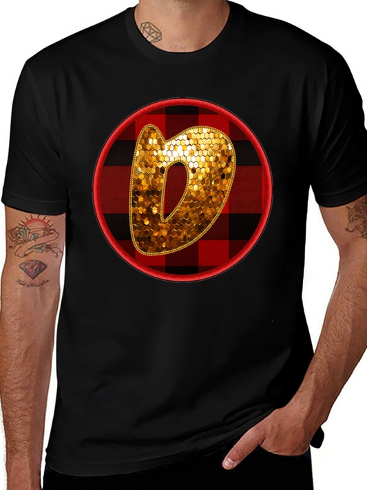 Plaid Circle Letter O Graphic Tee