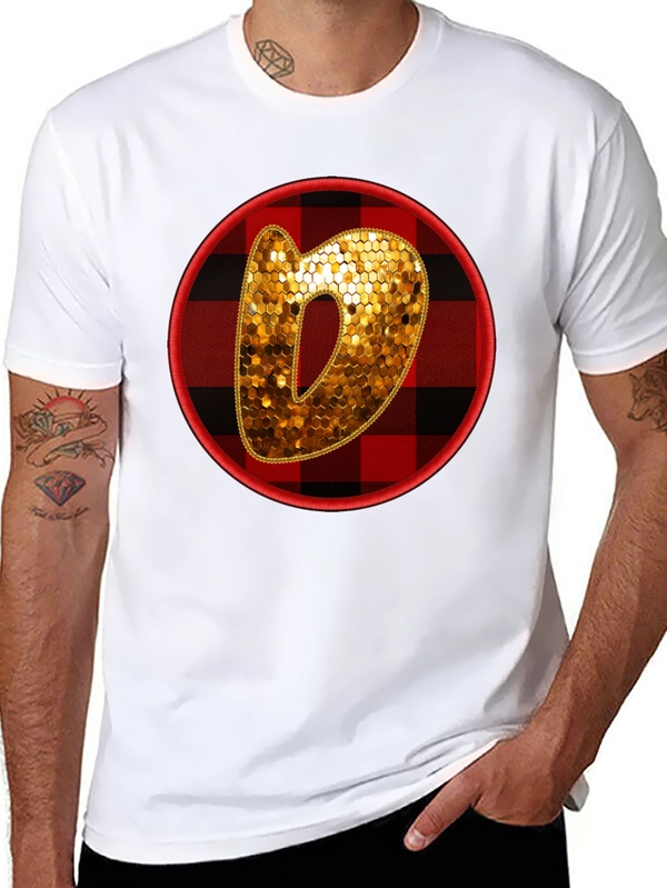 Plaid Circle Letter O Graphic Tee