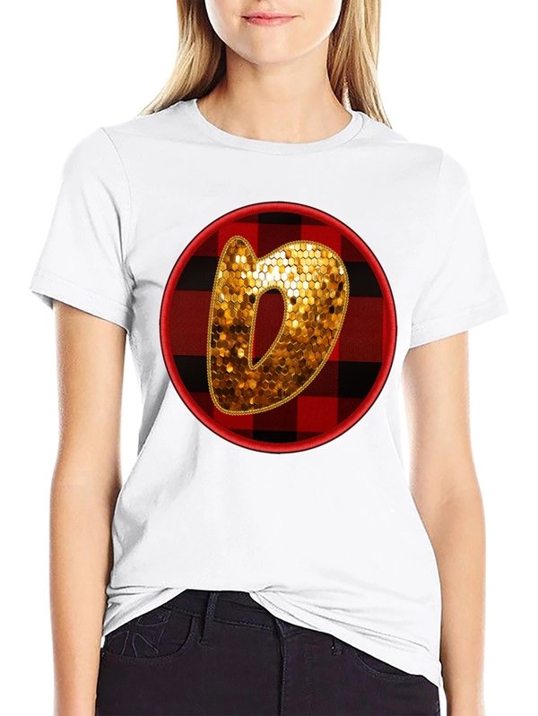 Plaid Circle Letter O Graphic Tee