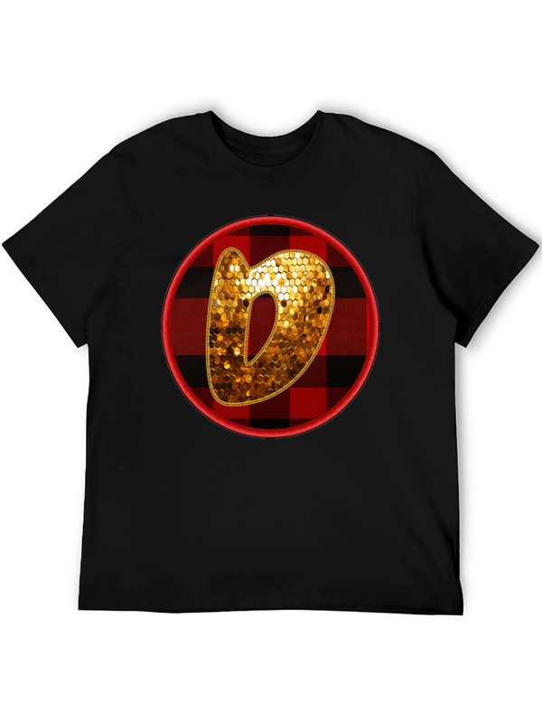 Plaid Circle Letter O Graphic Tee