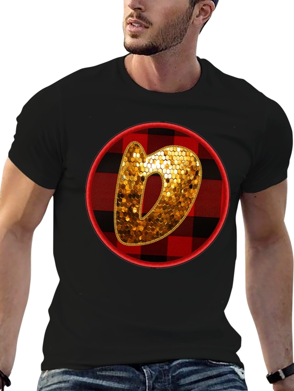 Plaid Circle Letter O Graphic Tee