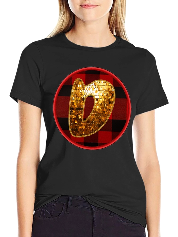 Plaid Circle Letter O Graphic Tee