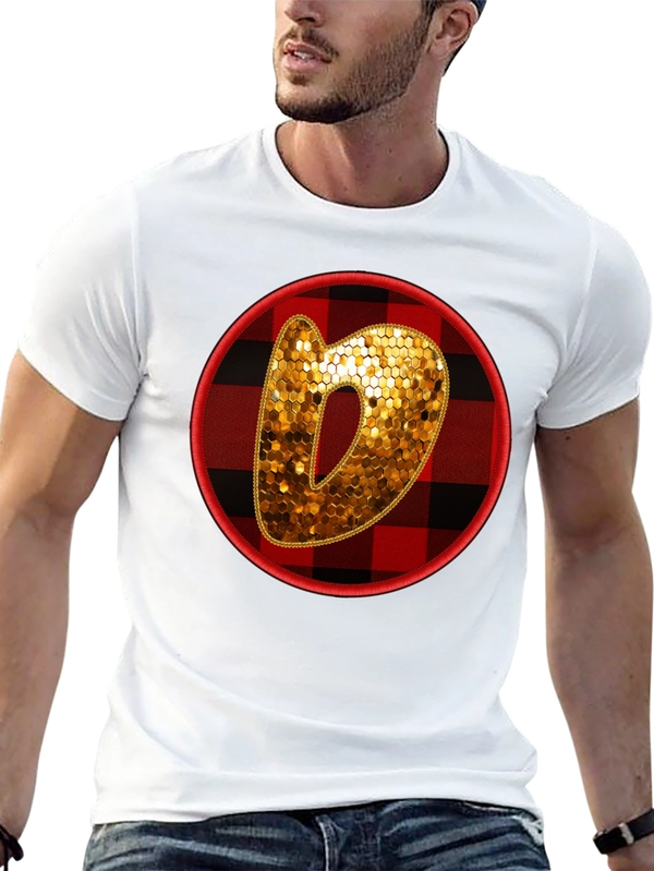 Plaid Circle Letter O Graphic Tee