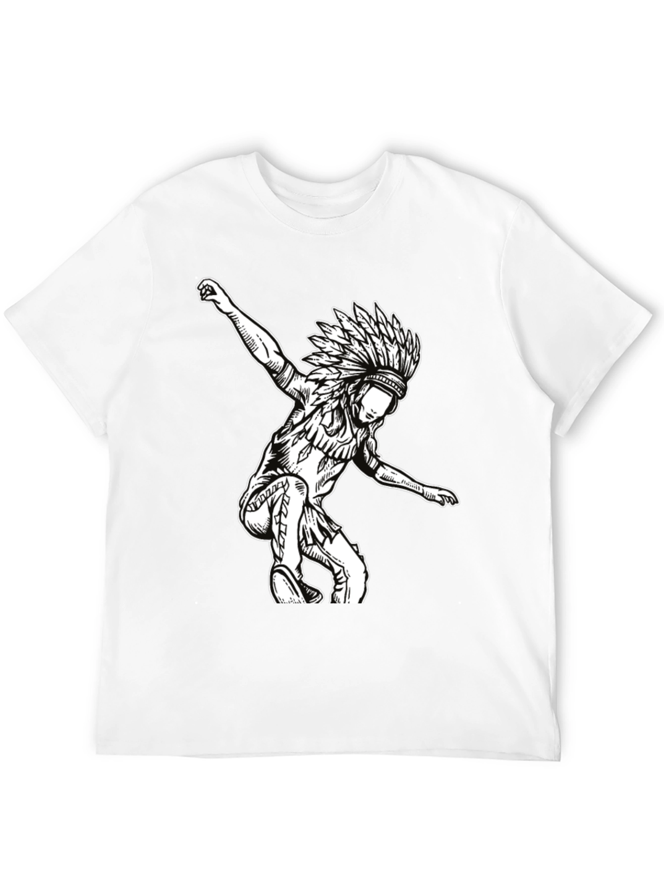 Black T-Shirt with Native American Headdress Design