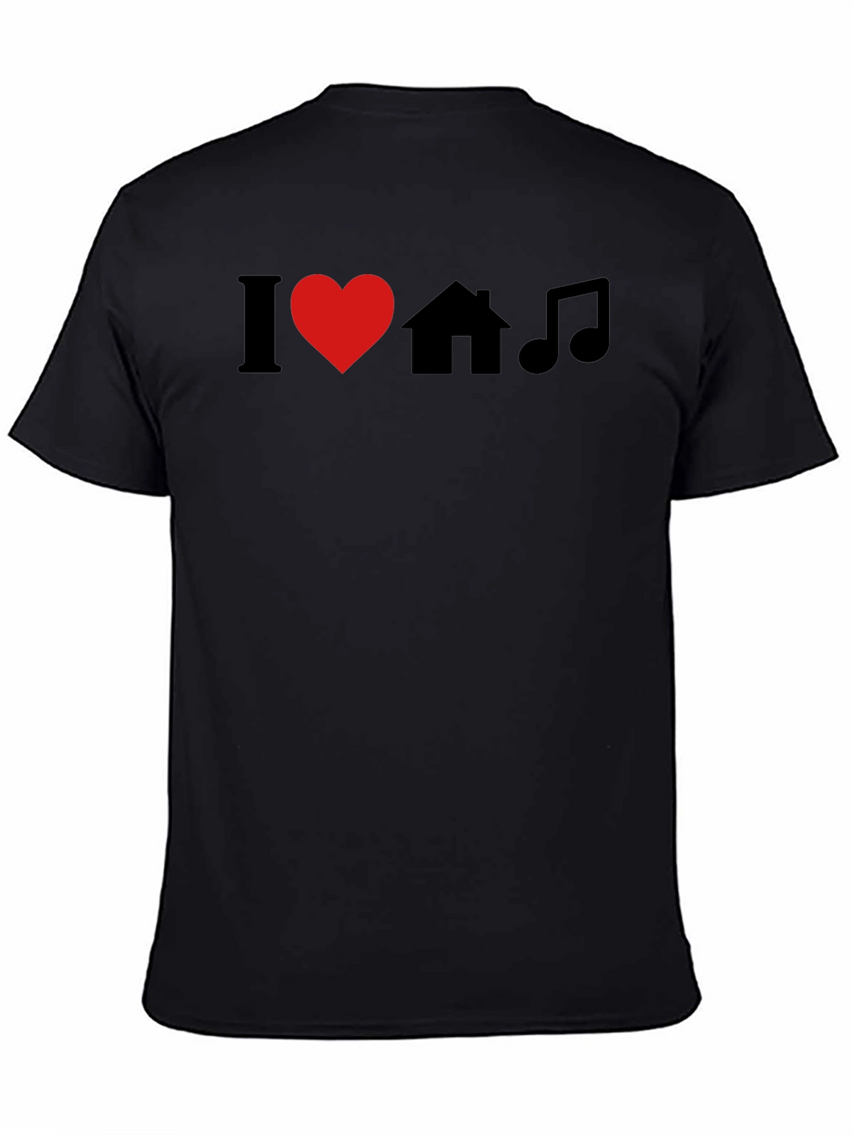 I Love House Music Black Graphic T-Shirt