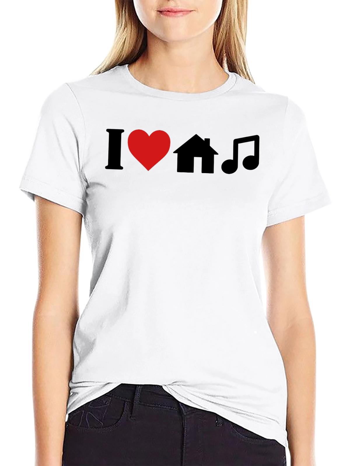 I Love House Music Black Graphic T-Shirt