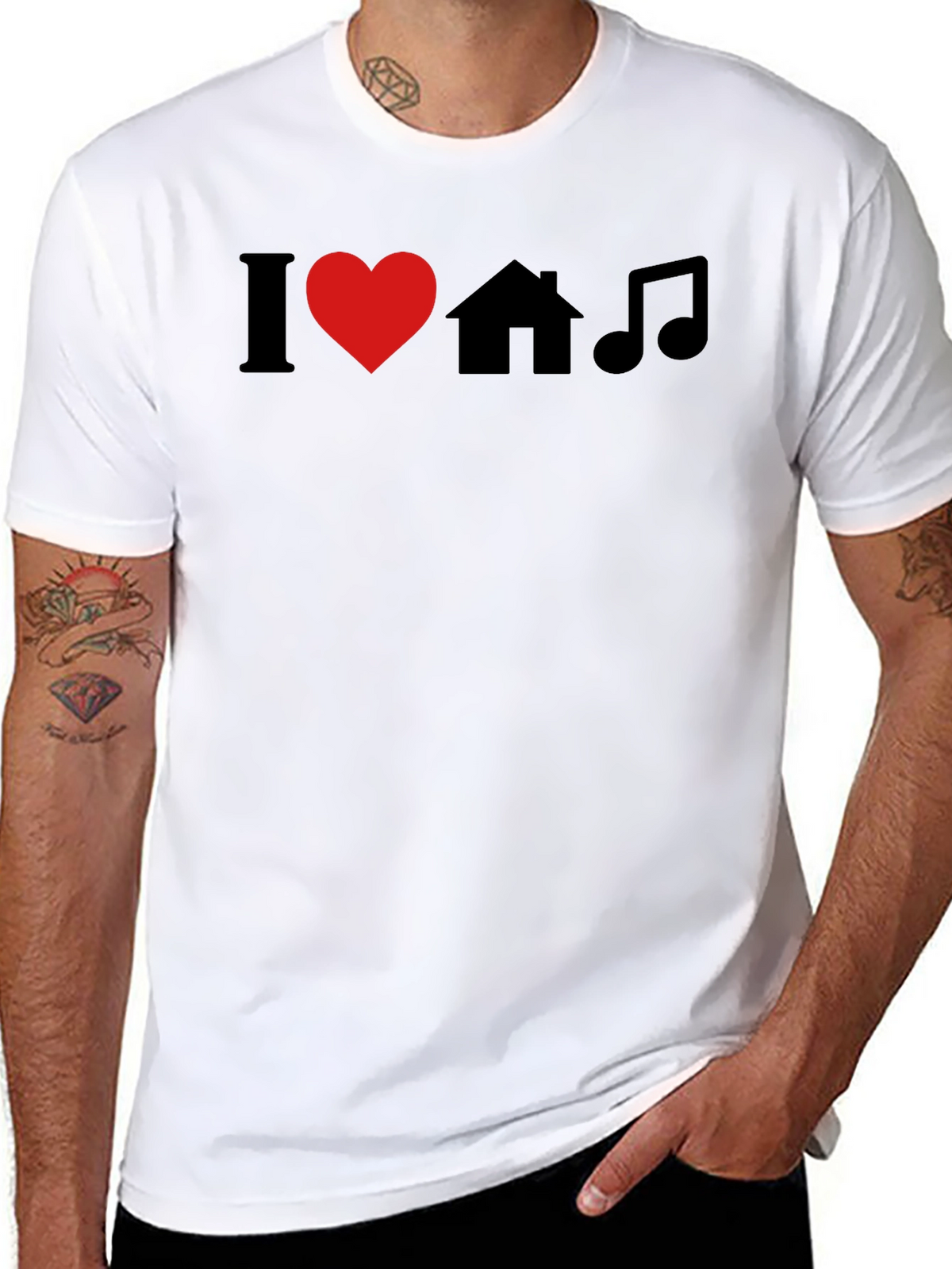 I Love House Music Black Graphic T-Shirt