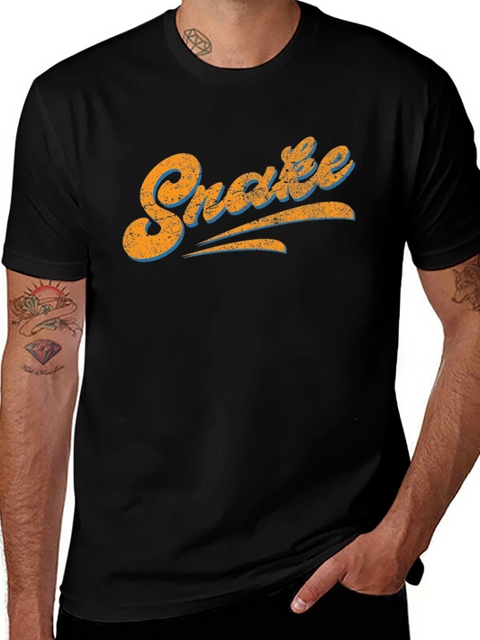 Vintage Snake Graphic Tee - Soft Black Cotton Shirt