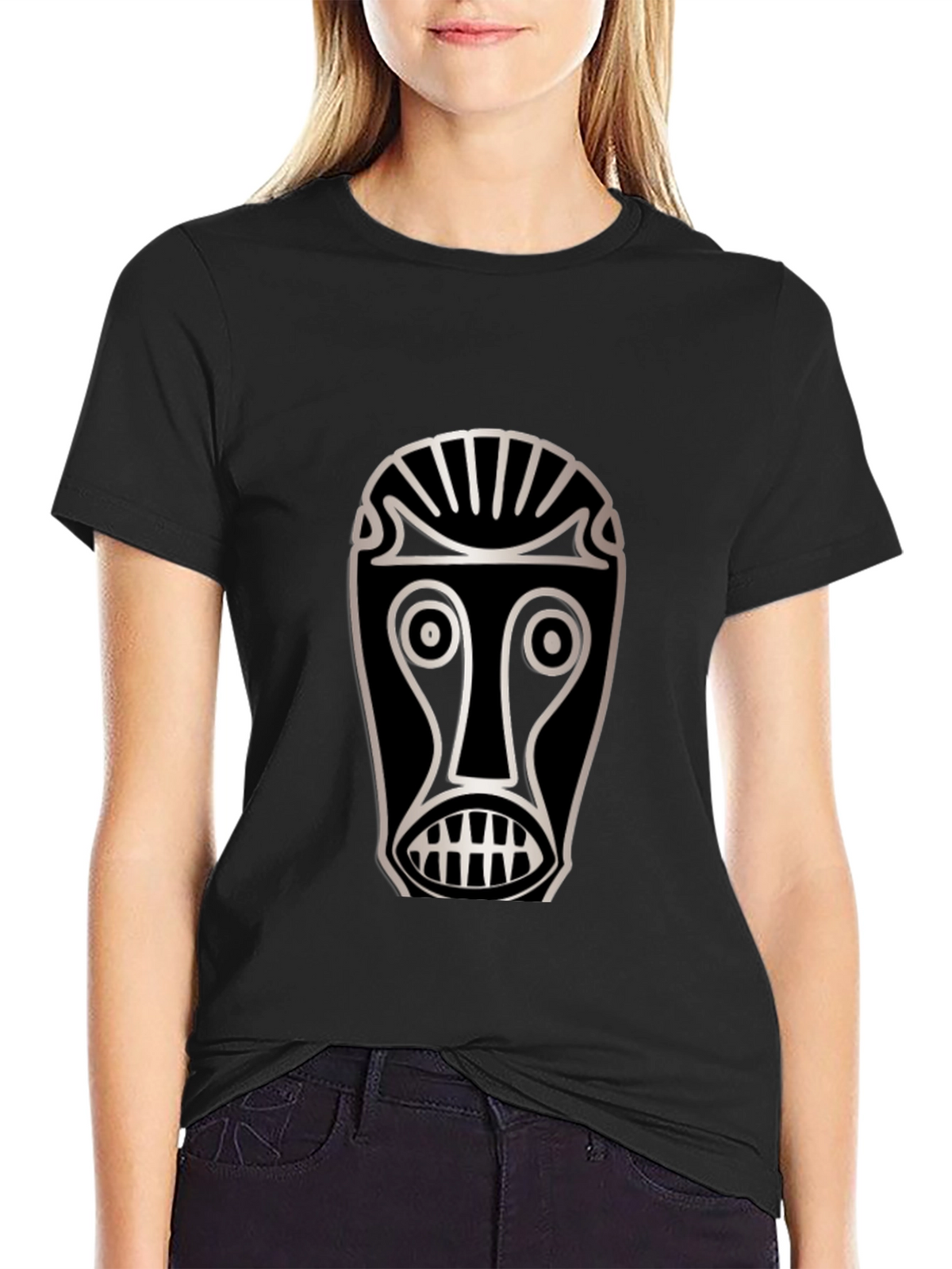 Tribal Mask Graphic T-Shirt - Unique Design