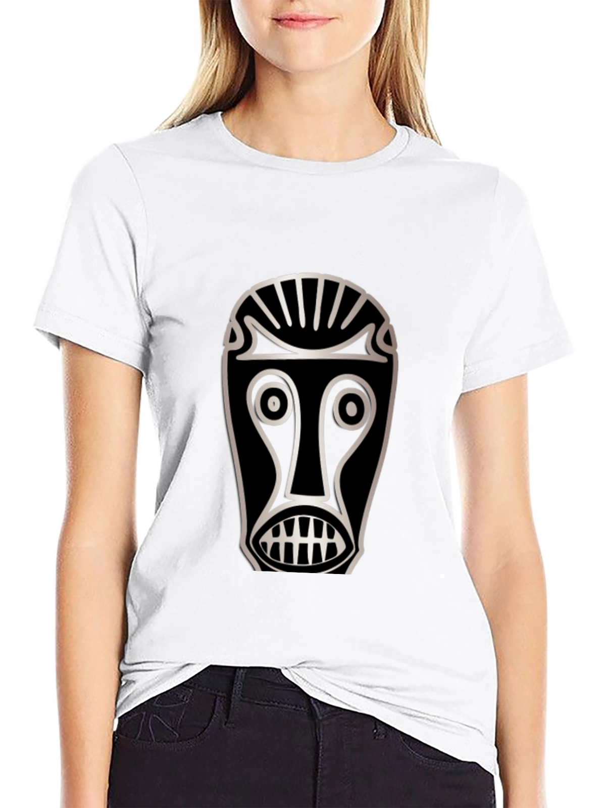 Tribal Mask Graphic T-Shirt - Unique Design