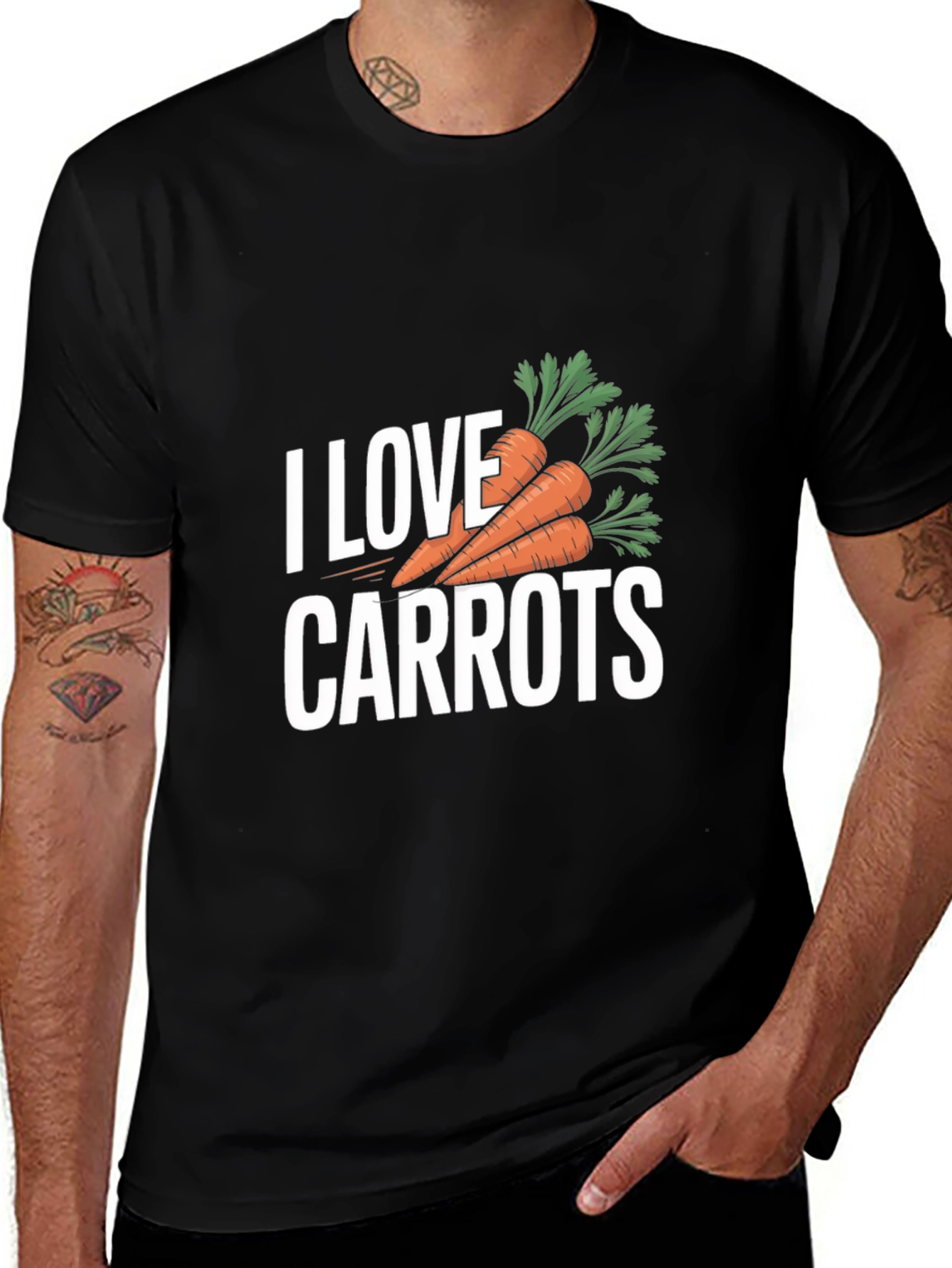 I Love Carrots T-Shirt - Black Carrot Lover Tee