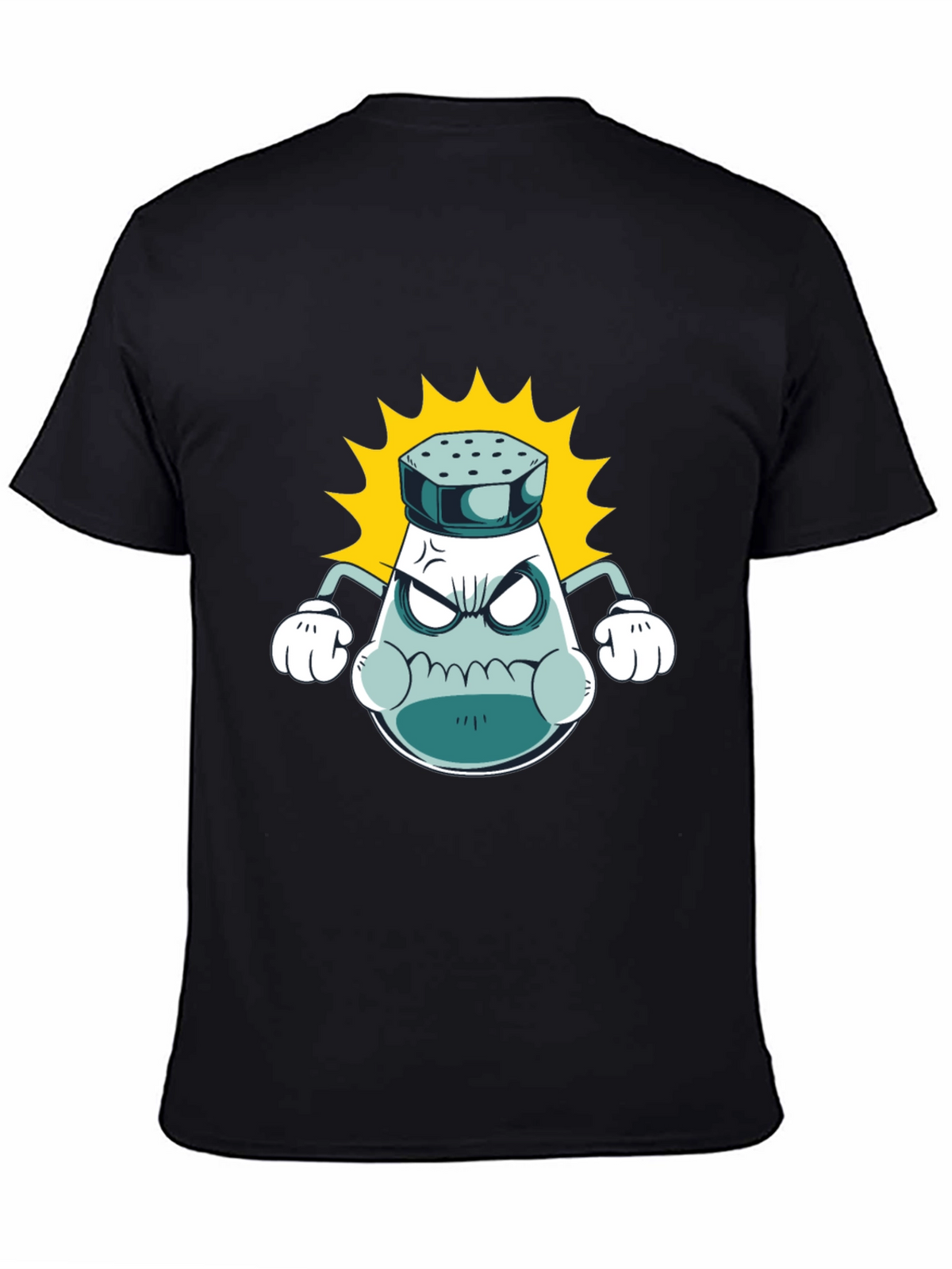 Angry Salt Shaker Graphic Tee - Black Cotton T-Shirt