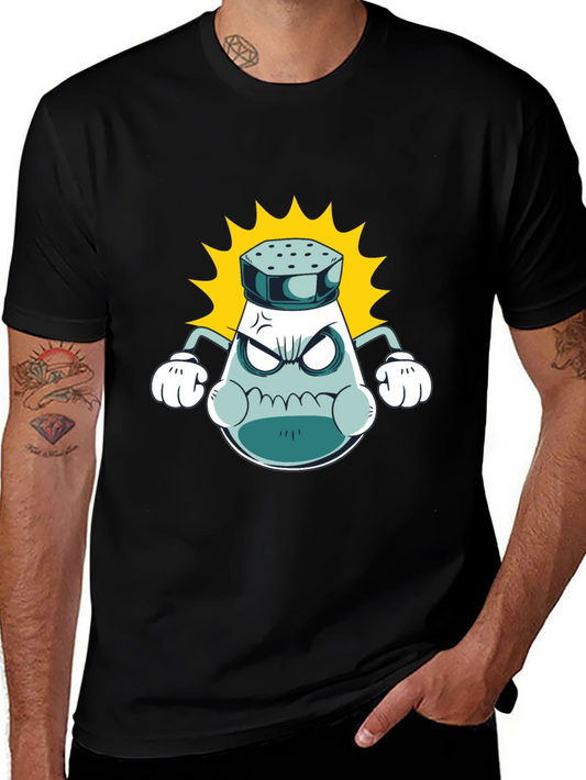Angry Salt Shaker Graphic Tee - Black Cotton T-Shirt