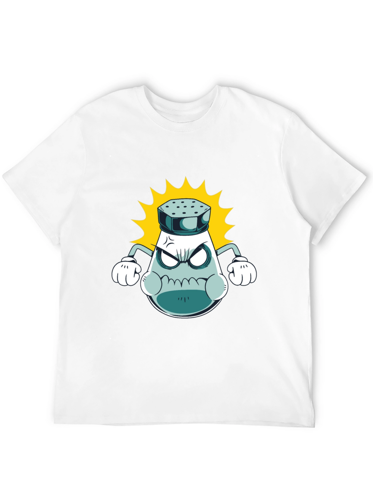 Angry Salt Shaker Graphic Tee - Black Cotton T-Shirt
