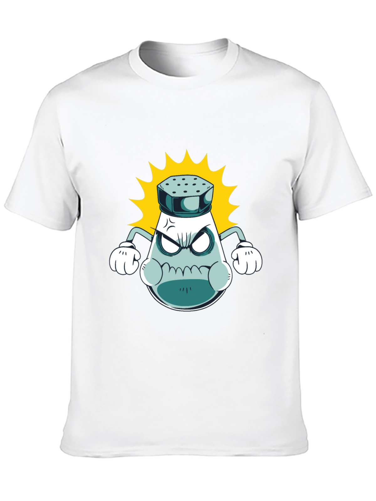 Angry Salt Shaker Graphic Tee - Black Cotton T-Shirt