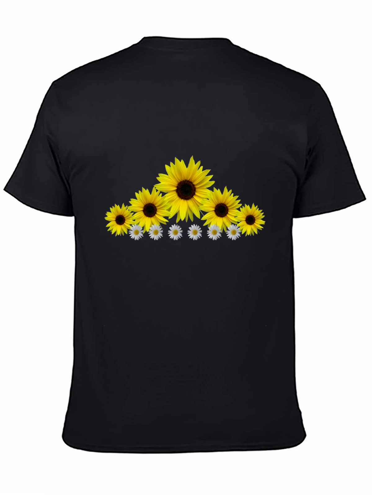 Sunflower & Daisy Graphic Tee - Black Cotton Blend