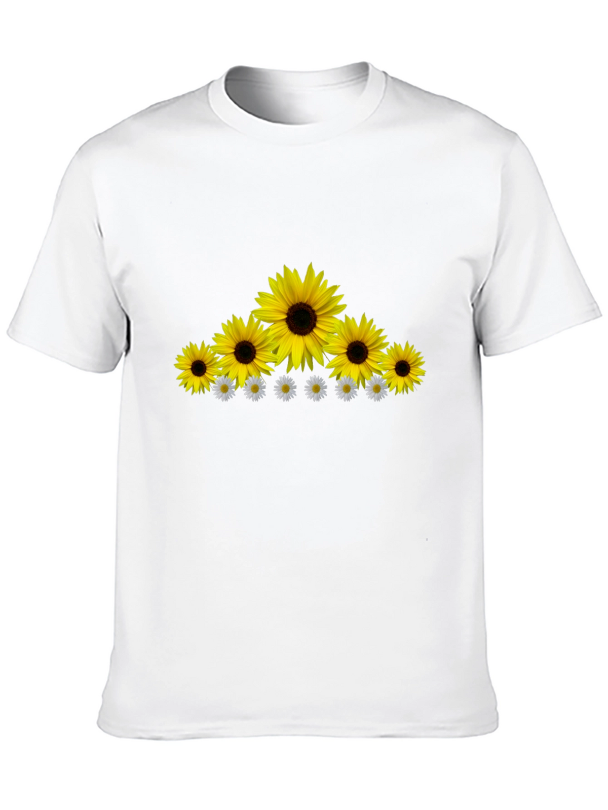 Sunflower & Daisy Graphic Tee - Black Cotton Blend