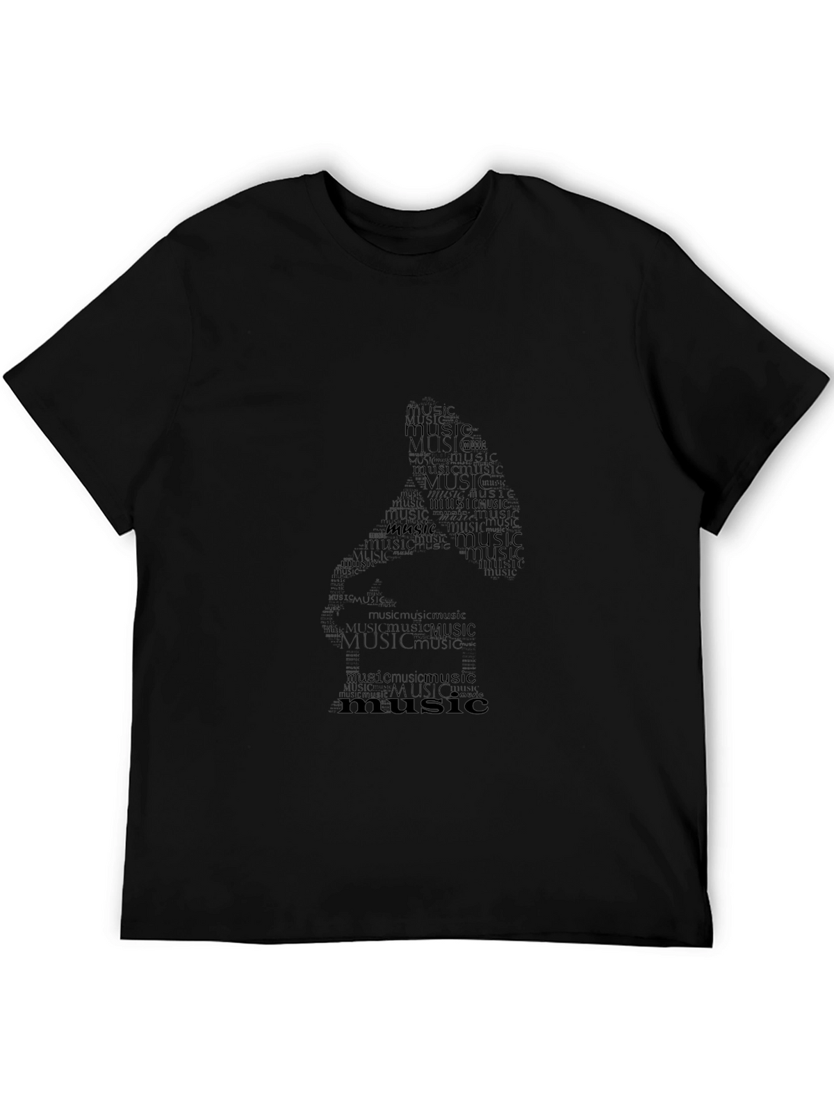 Music Word Art T-Shirt - Black Graphic Tee