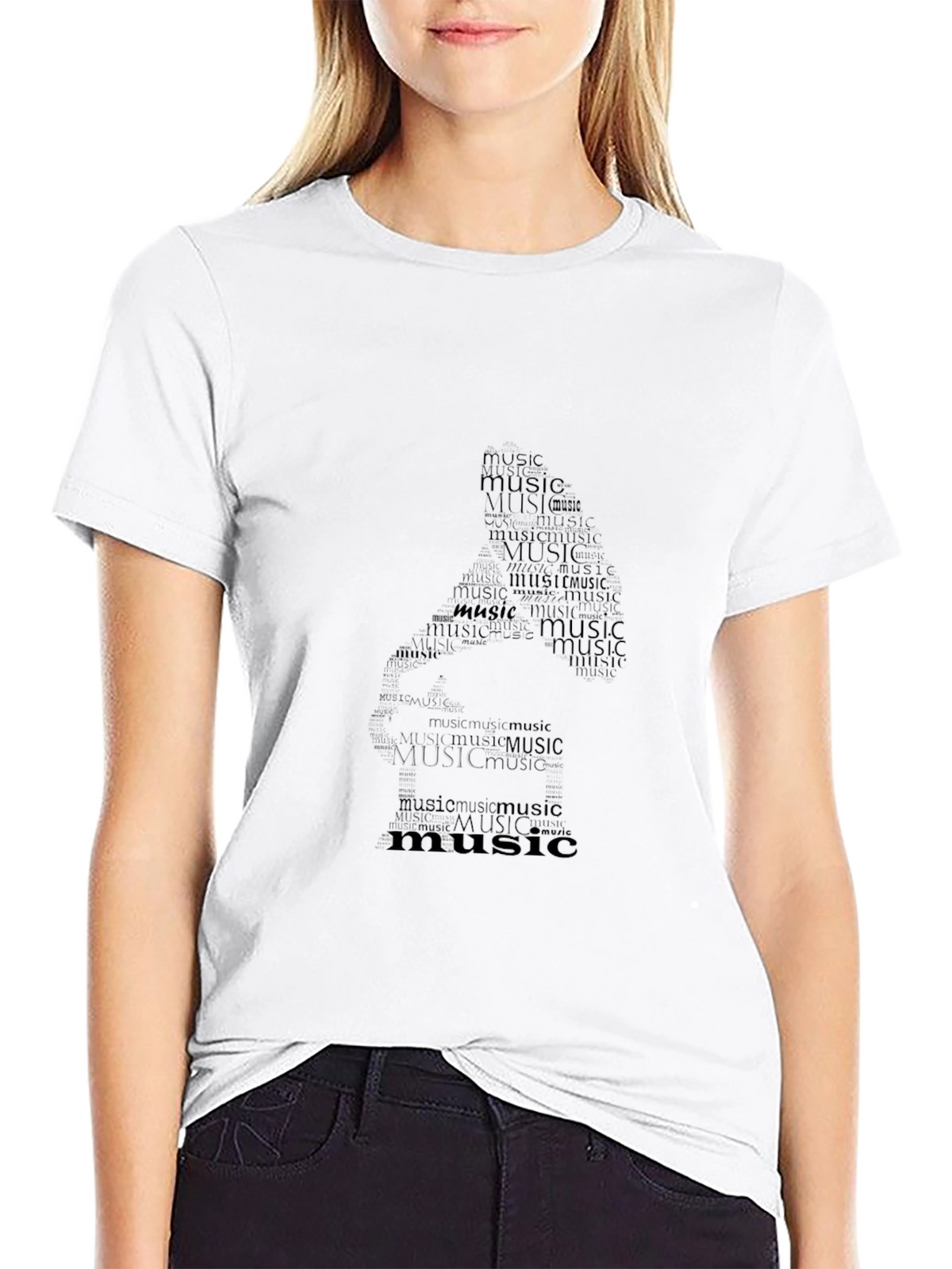 Music Word Art T-Shirt - Black Graphic Tee
