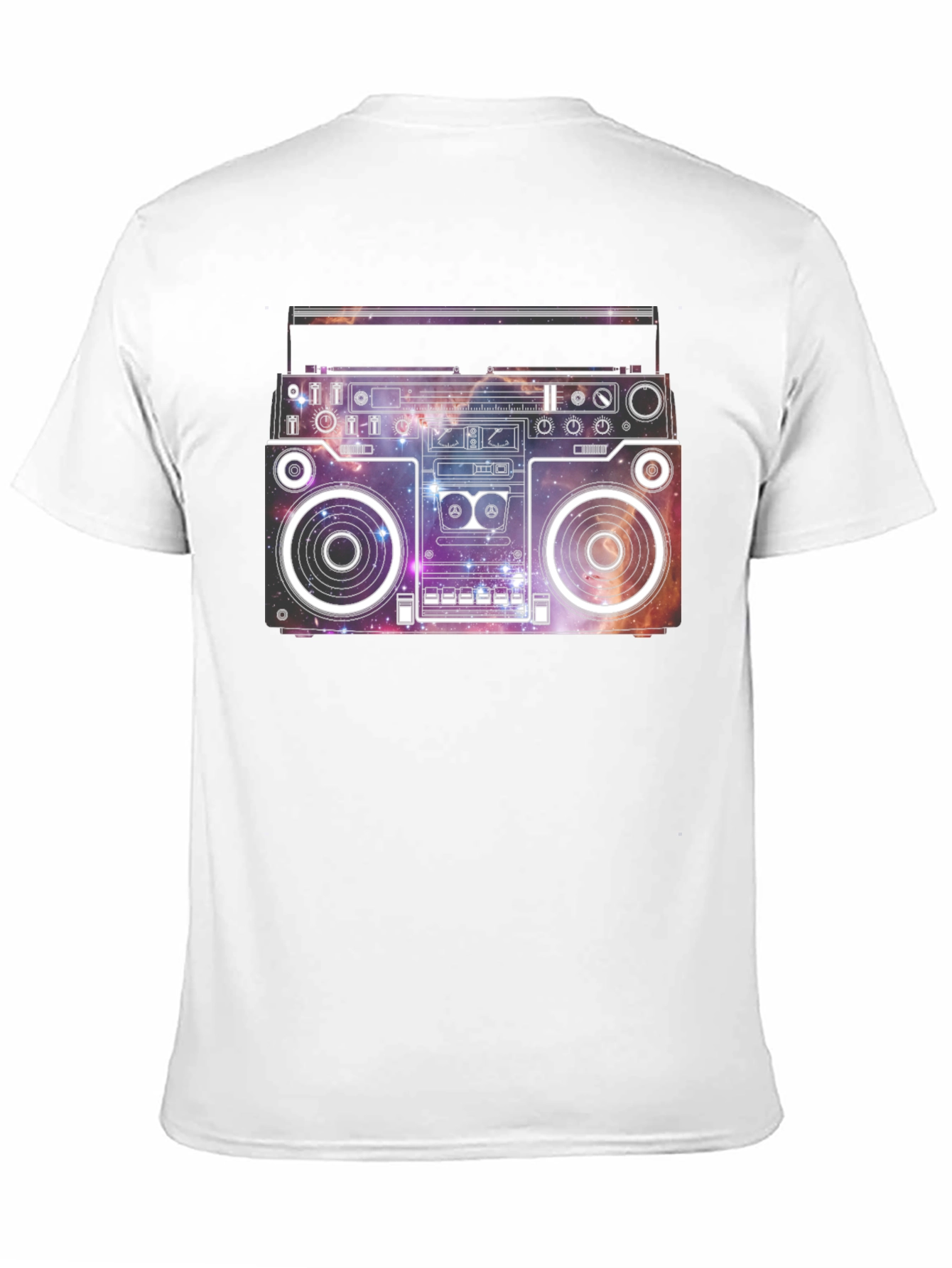 Retro Galaxy Boombox Graphic T-Shirt - Black