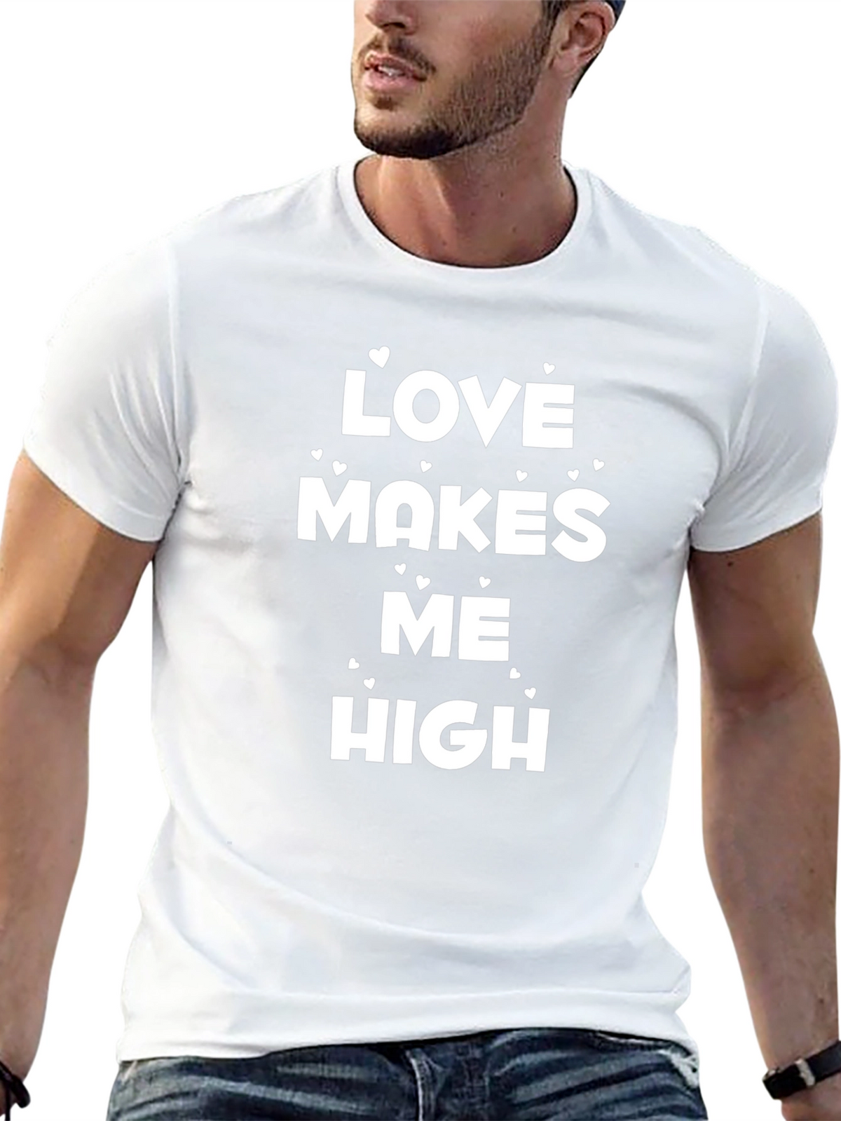 Love Makes Me High T-Shirt Black Casual Tee